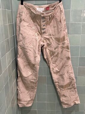 Anthropologie /  The Wanderer  / Tan w/Gold Metallic Splatter Pants / Size 28